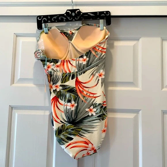 NWT Kona Sol Tropical Print swim Suit with detachable straps, Size M - Picture 12 of 12